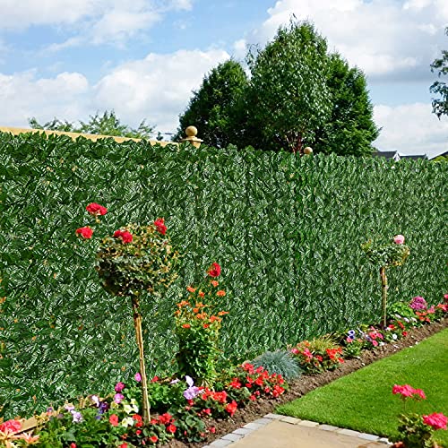 DearHouse Artificial Ivy Privacy Fence Wall Screen, 117.9x59 inch Artificial Hedges Fence and Faux Ivy Maple Leaf Decoration for Outdoor Garden Decor