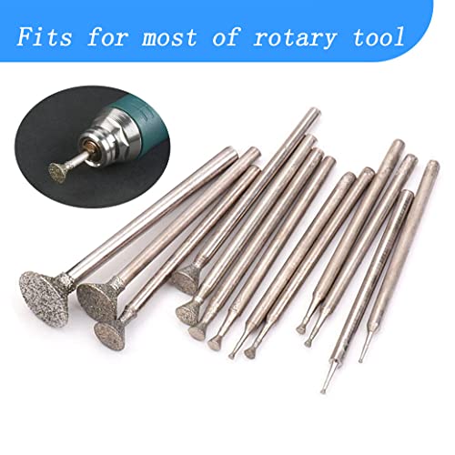 Luo ke 13 Pcs Triangle Type Diamond Burr - 3/32'' Shank Diamond Mounted Engraving Bits Stone Carving Set For Rotary Tools