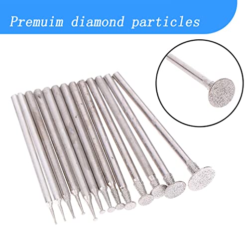 Luo ke 13 Pcs Triangle Type Diamond Burr - 3/32'' Shank Diamond Mounted Engraving Bits Stone Carving Set For Rotary Tools