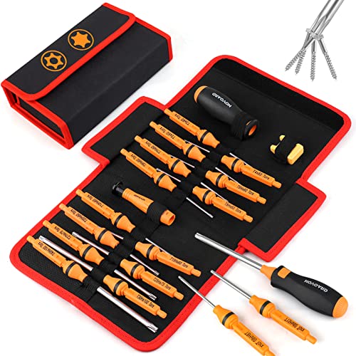 Torx Screwdriver Set of T3-T40, Novoard 14-Piece Magnetic Torx Star Screw Driver Set, T3 T4 T5 Small Torx Screwdriver, T6 T7 T8 T9 T10 T15 T20 T27 T30 T40 Torx Security Screwdriver Set with Hole