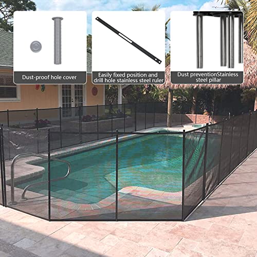 ATCEPFU Pool Fence 4Ft x 24Ft in Ground Removeable Outdoor Pool Safety Fencing Swimming Pool Fence, Black