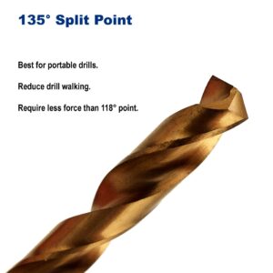 Pack of 6, 7/32-Inch Titanium Nitride Coated Drill Bit, Hex Shank, Premium M2 High Speed Steel, for Metal, Plastic, Wood