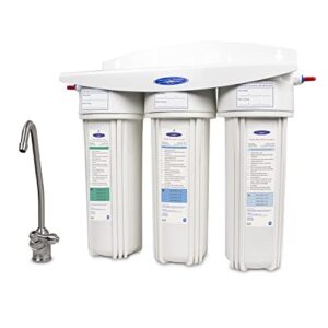 alkaline under sink water filter system | triple cartridge | filters 10,000 gallons | crystal quest