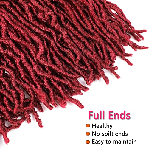 Soft locs crochet hair 36 inch 5 packs burgundy long Faux locs crochet hair curly wavy crochet synthetic braiding hair extensions dreads crochet(36 inch 5 Packs Burgundy)