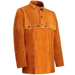 onetian leather welding jacket, cape sleeves with bib apron - high heat and flame resistance for ultimate work protection