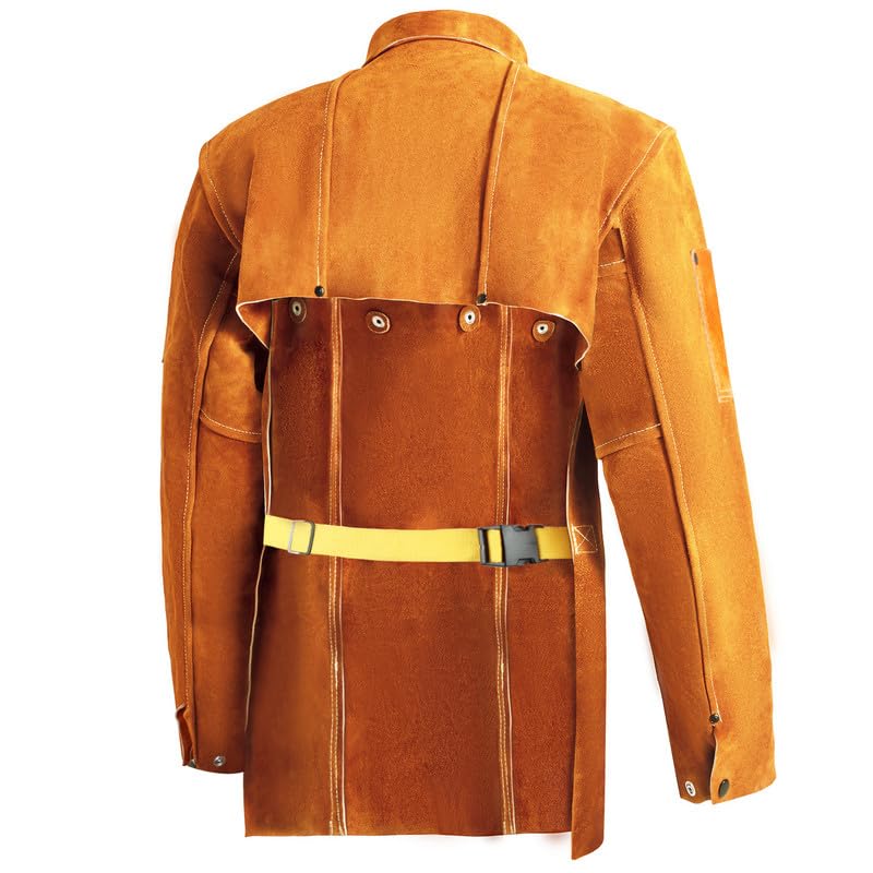 ONETIAN Leather Welding Jacket, Cape Sleeves with Bib Apron - High Heat and Flame Resistance for Ultimate Work Protection