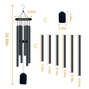 YEHSAL Garden Wind Chimes with 6 Aluminum Alloy Tubes and Hook,Memorial Wind Chimes for Home Decor Garden Patio Outdoor