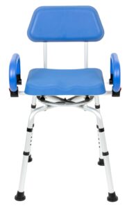iliving ilg-638 swivel pivoting shower chair for bathtub and shower with padded seat, back and arms, and adjustable height , blue