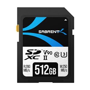 sabrent rocket v90 512gb sd uhs-ii memory card r280mb/s w250mb/s (sd-tl90-512gb)