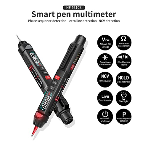 NOYAFA Voltage Detector, Pen Multimeter Non-Contact Voltage Tester, Suitable for DC Voltage and AC Voltage, Resistance, Capacitance, Diode, etc.