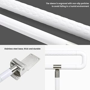 JELLYRATTBIT Handicap Grab Bars Rails, 29.5 Inch Foldable Toilet Bar Flip Up Arm Rails with Anti-Slip Grip Shower Assist Aid Safety for Elderly Pregnant Women Disabled Bar, White