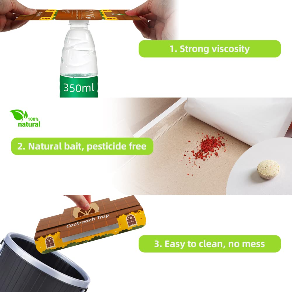 Kensizer 15-Pack Roach Killer Trap Indoor with Bait, Cockroach Infestation Killing Trap, Roach motels, Child & Pet Friendly for Glue Traps