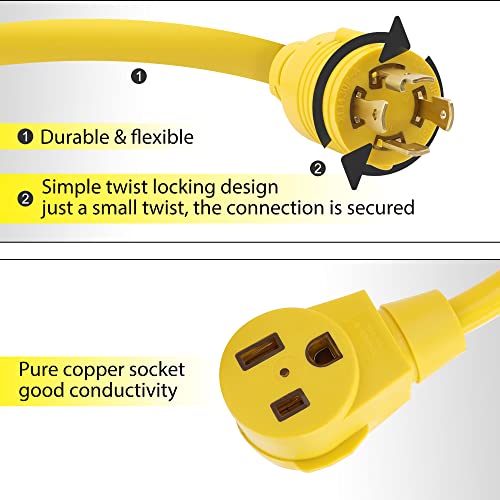 hynade Welder Adapter Cord,14-30P to 6-50R 125V/250V 4 Prong 30 Amp Plug to 50 Amp Generator Adapter Cord,1.3FT UL Listed Generator Cord (14-30P to 6-50R)