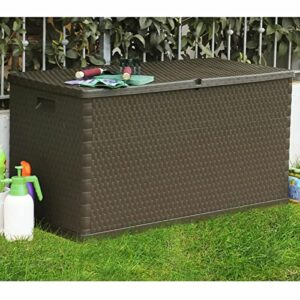 Festnight Patio Storage Box Outdoor Storage Deck Box Garden Storage for Garden, Backyard, Home, Pool Brown 47.2"x22"x24.8"