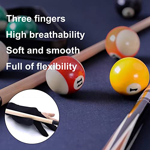 12Pieces Billiard Gloves Breathable 3-Finger Cue Pool Glove Elastic Nylon Universal Sport Gloves for Women and Men Left & Right Hand Billiard Accessories(Black)