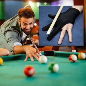 12Pieces Billiard Gloves Breathable 3-Finger Cue Pool Glove Elastic Nylon Universal Sport Gloves for Women and Men Left & Right Hand Billiard Accessories(Black)