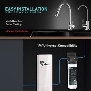 Frizzlife TAM4 Under Sink Inline Water Filter - Alkaline PH+ Remineralization, NSF/ANSI 42 Certified, Adjust Taste & PH, Restore Essential Minerals, 1/4" Pipe Fits for Reverse Osmosis Systems
