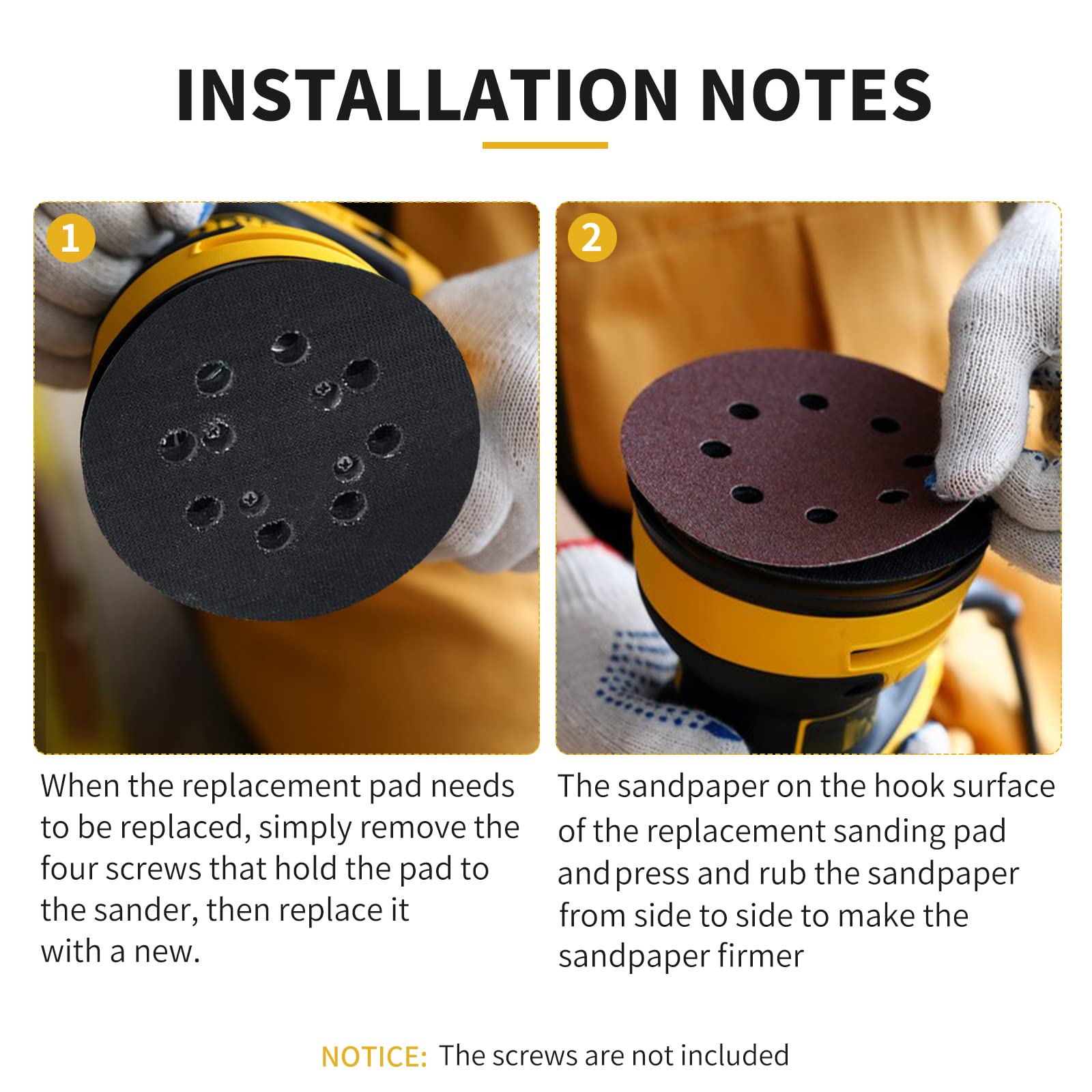 Sander Pad for Dewalt, 2 Pack 5" 8 Hole Hook and Loop Replacement Orbital Metal Sander Pad for DeWalt DWE6421 6421K DWE6423 6423K DCW210B Random Orbital Sander Part DWE64233 & N329079