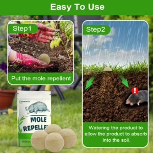 Whemoalus Mole Repellent Balls for Outdoor,Rodent Repeller for Outdoor,Vole Repellent Gopher Repellent Balls, Mothballs for Rodents Outdoor,Keep Moles and Voles Out of Your Lawn and Garden 8 Balls/Bag