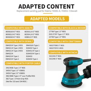 Sander Pads for Makita, 2-Pack 5" 8 Hole Hook and Loop Replacement Sander Pads for Makita 743081-8/743051-7 Compatible with Makita BO5010 BO5030K BO5031K BO5041K