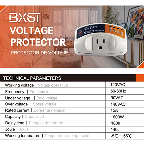 BXST One Outlet Plug in Voltage Protector for Home Protects Against High and Low Voltage Surge Protector for Refrigerator/TV/PC 120V 1800W (2 Pack)…
