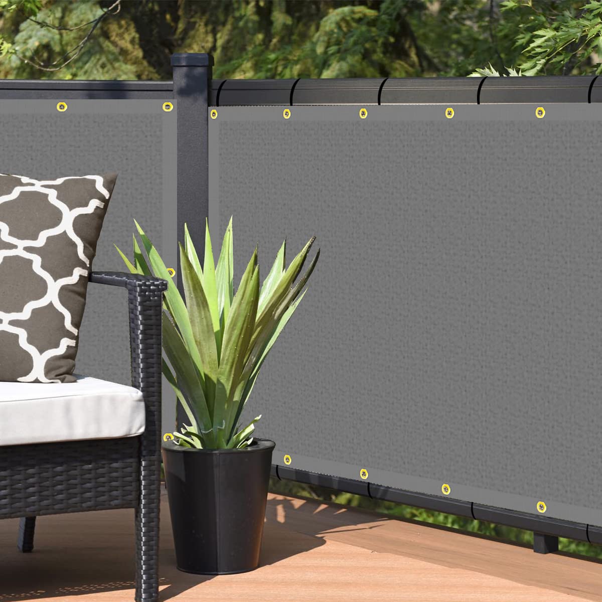 Vocray 3' x 16' Light Grey Balcony Privacy Screen Fence Cover UV Resistant Protection Heavy Duty for Deck, Patio, Backyard, Railing Shield, Cable Ties Included, 90%
