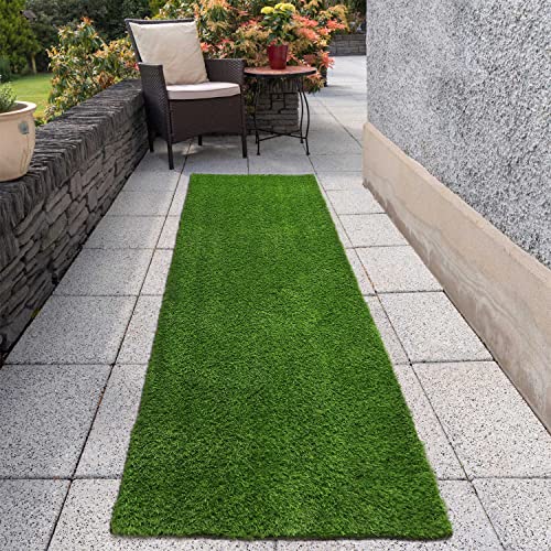 Falflor Artificial Trurf Area Rug 2.1' X 6' Grass Outdoor Rug Synthetic Grass Rug for Deck Realistic Fake Grass Turf Mat Indoor Outdoor Patio Mat Carpet Runner for Garden Balcony