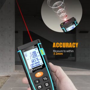 Aicevoos Laser Measure 165ft,Digital Laser Distance Meter, M/in/Ft Unit Switching Backlit LCD 4 Line Display IP54 Shockproof,Measure Distance, Area and Volume | 50M