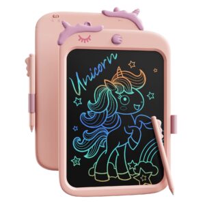 10 Inch Dinosaur Writing Tablet for Kids - Educational Travel Toy, Birthday Gift for 3-9 Year Old Boys and Girls (Pink)