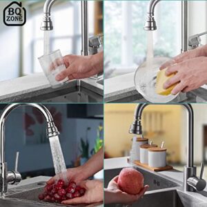 BQZONE Kitchen Sink Faucet Sprayer Attachment, Movable Kitchen Tap Head, 360° Rotatable Anti-Splash Faucet Nozzle Head, Water Saving Kitchen Sink Faucet Sprayer Head Replacement(Chrome)