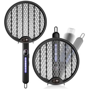 bug zapper electric fly swatter, rechargeable bug zapper racket with 2 modes 4000v high voltage foldable, mosquito zapper killer with digital display for outdoor & indoor(2 pieces)