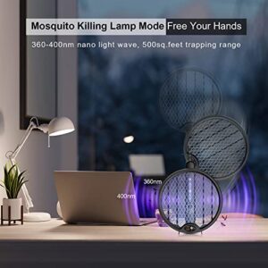 Bug Zapper Electric Fly Swatter, Rechargeable Bug Zapper Racket with 2 Modes 4000V High Voltage Foldable, Mosquito Zapper Killer with Digital Display for Outdoor & Indoor(2 Pieces)