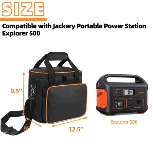 Joramoy Carrying Bag for Jackery Portable Power Station Explorer 500, Travel Storage Case with Waterproof Scratch-proof and Storage Pockets