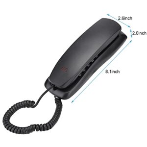 Wall Phone with Cord, Desktop Wired Landline Telephone Wall Mount Corded Phone with Push Button for Home, Hotel, Bathroom, Living Room, School and Office