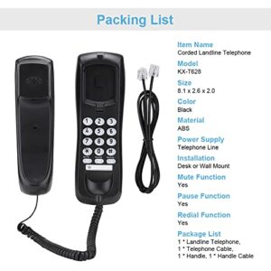 Wall Phone with Cord, Desktop Wired Landline Telephone Wall Mount Corded Phone with Push Button for Home, Hotel, Bathroom, Living Room, School and Office