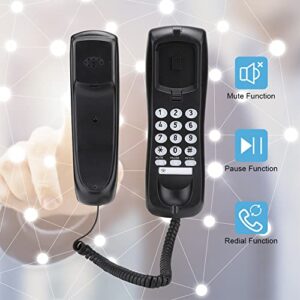 Wall Phone with Cord, Desktop Wired Landline Telephone Wall Mount Corded Phone with Push Button for Home, Hotel, Bathroom, Living Room, School and Office