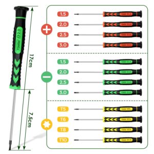 Screwdriver Set, FIXITOK 12Pcs Small Screwdriver Set Phillips Flathead Torx Screwdrivers Magnetic Jewelers Screwdriver Set Mini Screwdriver Set w/Magnetizer for Eyeglass Computer Phone Laptop Jewelry