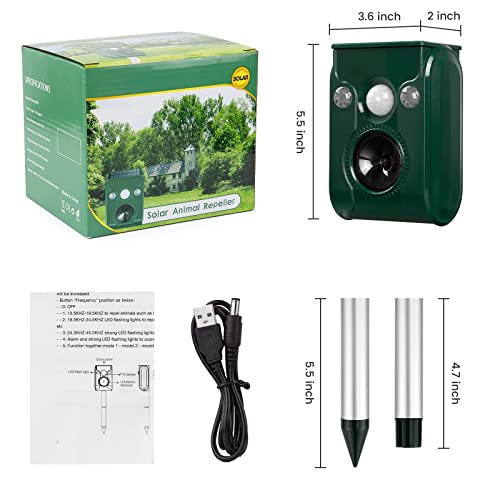 FAYINWBO Latest in 2022 Ultrasonic Animal Repeller.Cat Repellent Outdoor ,Solar Animal Repeller. with Flashing LED Lights Siren Green T01 0