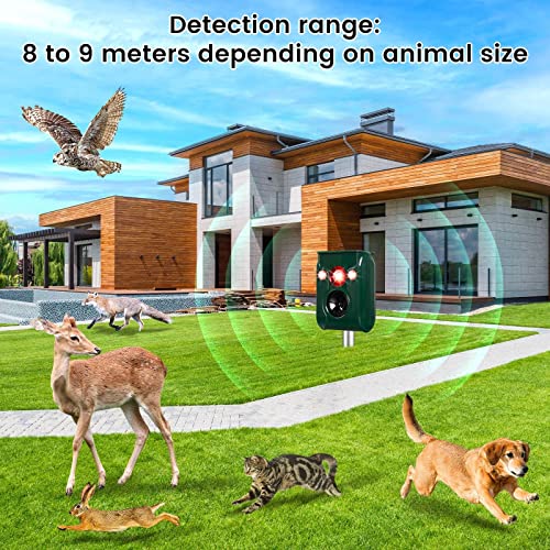 FAYINWBO Latest in 2022 Ultrasonic Animal Repeller.Cat Repellent Outdoor ,Solar Animal Repeller. with Flashing LED Lights Siren Green T01 0