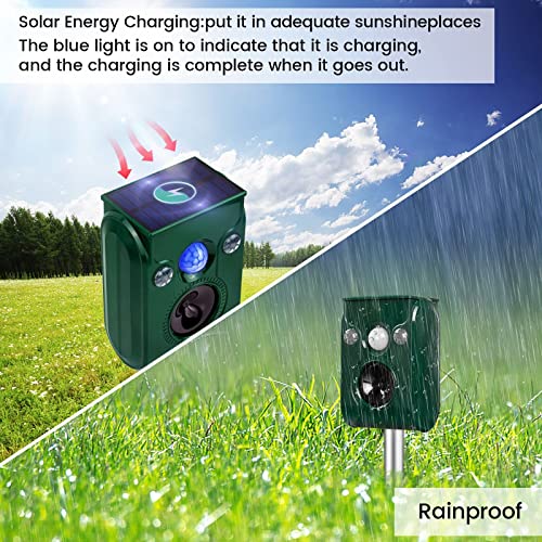 FAYINWBO Latest in 2022 Ultrasonic Animal Repeller.Cat Repellent Outdoor ,Solar Animal Repeller. with Flashing LED Lights Siren Green T01 0