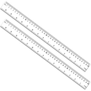 2 pack 40cm ruler plastic ruler straight ruler plastic measuring tool transparent ruler long ruler with inches and metric measuring for student school office contruction rulers (clear, 15 3/4 inch)