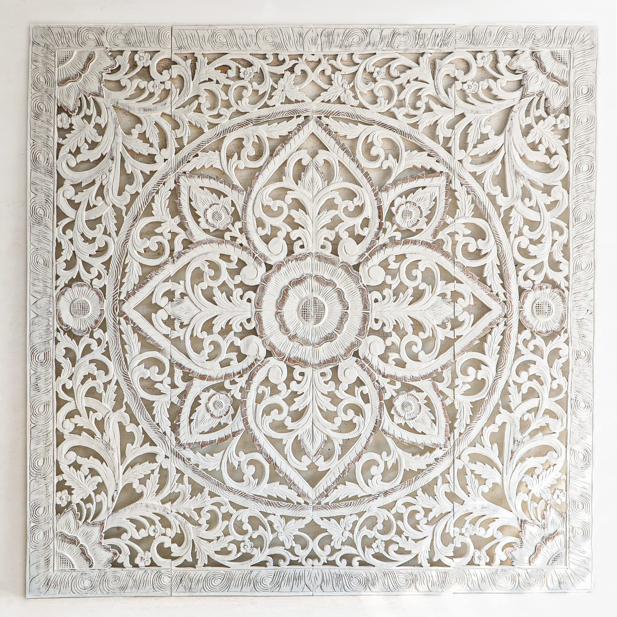 White Boho King Mandala Headboard