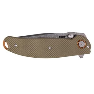 Columbia River Knife & Tool Butte Folding Pocket Knife: Everyday Carry, Plain Edge D2 Blade, Deadbolt Lock, IKBS Ball Bearings w/Deep Carry Pocket Clip 2471, OD green