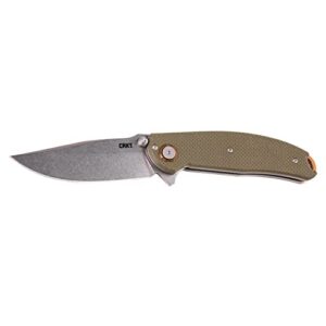 Columbia River Knife & Tool Butte Folding Pocket Knife: Everyday Carry, Plain Edge D2 Blade, Deadbolt Lock, IKBS Ball Bearings w/Deep Carry Pocket Clip 2471, OD green