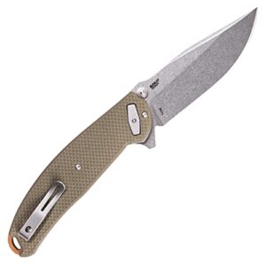 Columbia River Knife & Tool Butte Folding Pocket Knife: Everyday Carry, Plain Edge D2 Blade, Deadbolt Lock, IKBS Ball Bearings w/Deep Carry Pocket Clip 2471, OD green