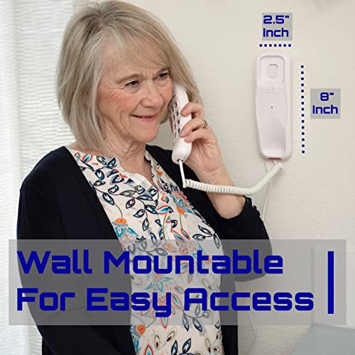 Tyler Landline Corded Phone - Big Button for Seniors - Loud Ringer for Hearing Impaired - Wall Mountable - LED Call Light Indicator - Volume Control - Power Outage Safe - Home Phone White (TBBP5-WH)