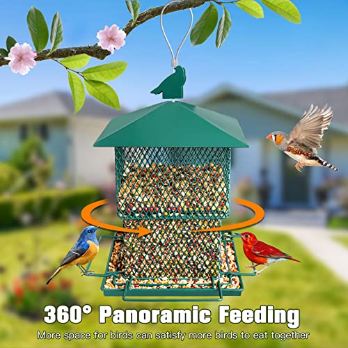 Decflow Bird Feeders for Outside, 6.5lb Large Capacity Metal Bird Feeder for Outdoors Hanging, Chew-Proof and Water Resistant Wild Bird feeders Garden Decoration Yard for Bird Watchers