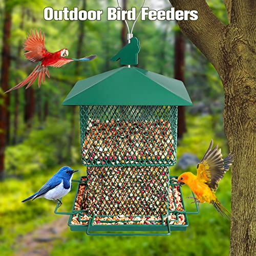 Decflow Bird Feeders for Outside, 6.5lb Large Capacity Metal Bird Feeder for Outdoors Hanging, Chew-Proof and Water Resistant Wild Bird feeders Garden Decoration Yard for Bird Watchers