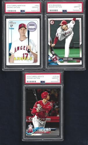 PSA 10 SHOHEI OHTANI BOWMAN HERITAGE & TOPPS UPDATE ROOKIE 3 CARD LOT GRADED PSA GEM MINT 10 ANGELS MVP SUPERSTAR PLAYER