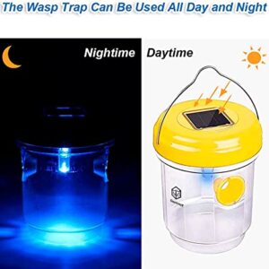 Petoor Wasp Trap Outdoor - Solar Powered Killer Effective Hornet for Wasps, Hornets, Insects, Yellow Jacket Fruit Fly Pack of 2, 2022 yellow